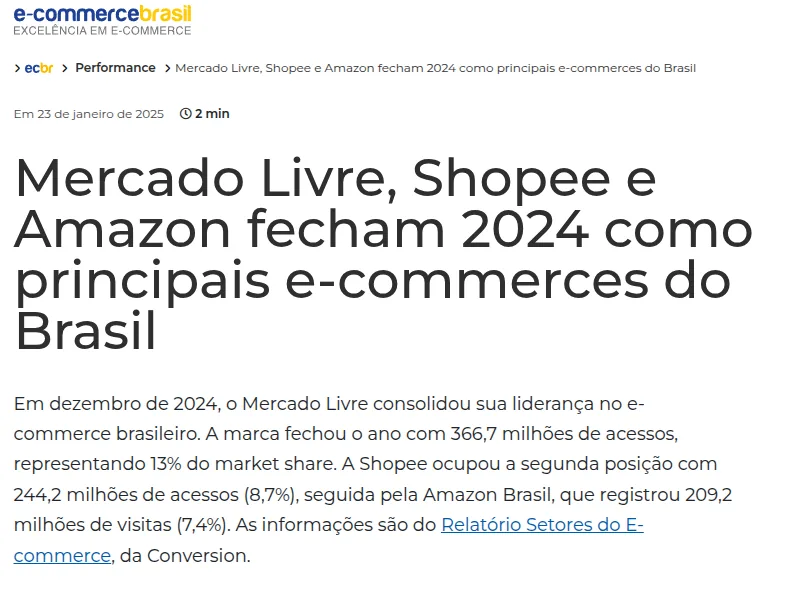 Estatísticas dos Marketplaces - E-commerce Brasil
